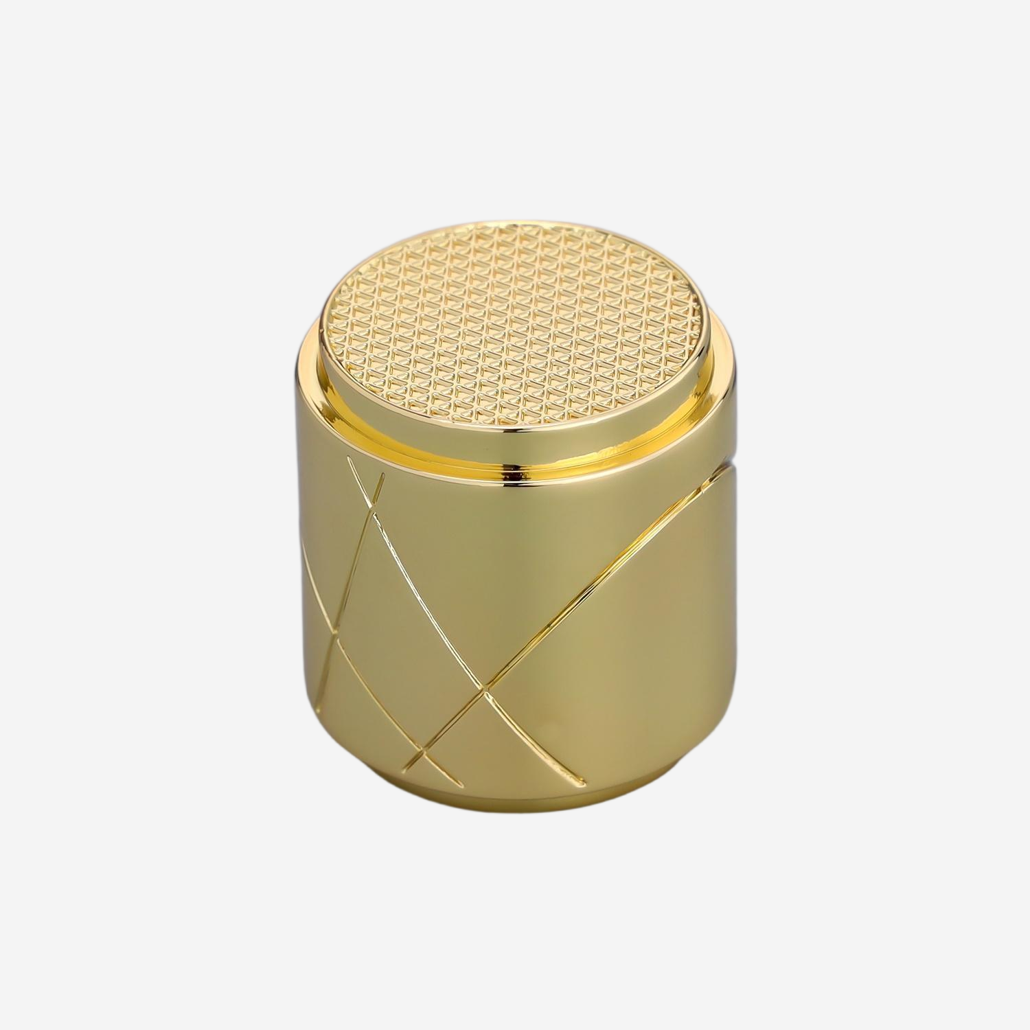 Gold Tone Cross Line Cylindrical Perfume Cap